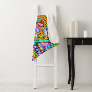 Hand Drawn By EDDArt - Blah Blah Blah 1 Sherpa Blanket