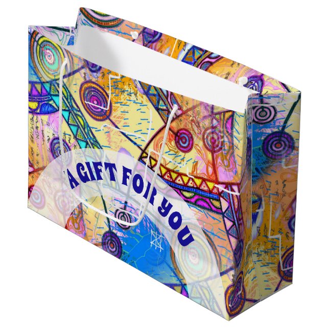 Hand Drawn By EDDArt - Dream Scale 1a Large Gift Bag (Front Angled)