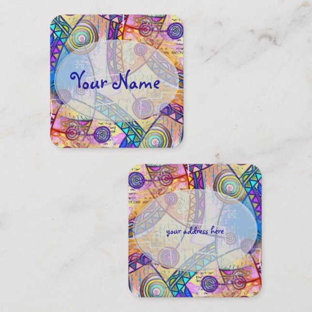 Hand Drawn By EDDArt - Dream Scale 1a Square Business Card (Front/Back)