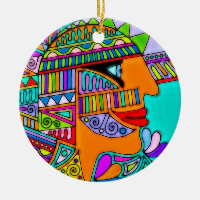 Hand Drawn By EDDArt - Pharaoh 1 Ceramic Ornament (Front)