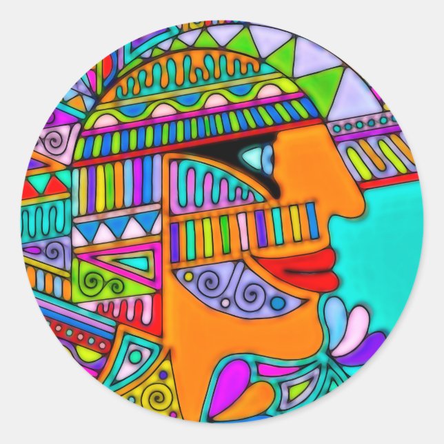 Hand Drawn By EDDArt - Pharaoh 1 Classic Round Sticker (Front)