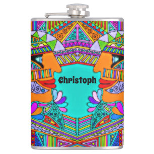 Hand Drawn By EDDArt - Pharaoh 1 Hip Flask