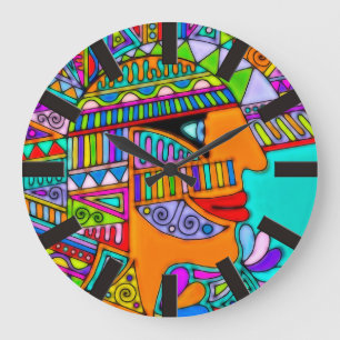 Hand Drawn By EDDArt - Pharaoh 1 Large Clock