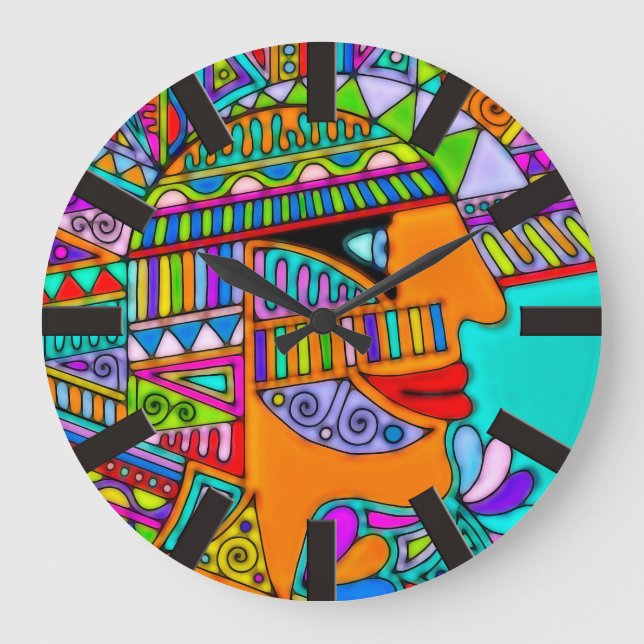Hand Drawn By EDDArt - Pharaoh 1 Large Clock (Front)