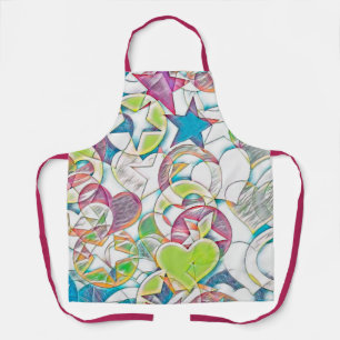 Hand Drawn By EDDArt - Stars And Hearts 1 Apron