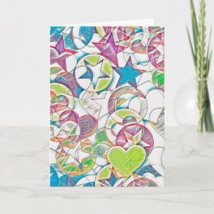 Hand Drawn By EDDArt - Stars And Hearts 1 Card