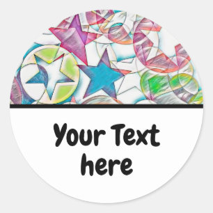 Hand Drawn By EDDArt - Stars And Hearts 1 Classic Round Sticker