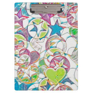 Hand Drawn By EDDArt - Stars And Hearts 1 Clipboard