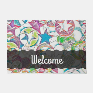 Hand Drawn By EDDArt - Stars And Hearts 1 Doormat