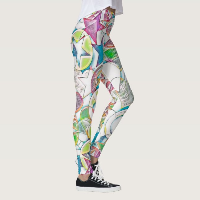 Hand Drawn By EDDArt - Stars And Hearts 1 Leggings (Right)