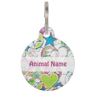 Hand Drawn By EDDArt - Stars And Hearts 1 Pet Tag