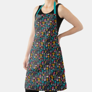 Hand Drawn Cactus in Sketch Style Pattern Apron