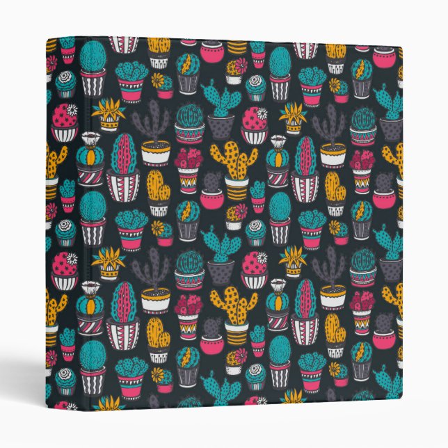 Hand Drawn Cactus in Sketch Style Pattern Binder (Front/Spine)