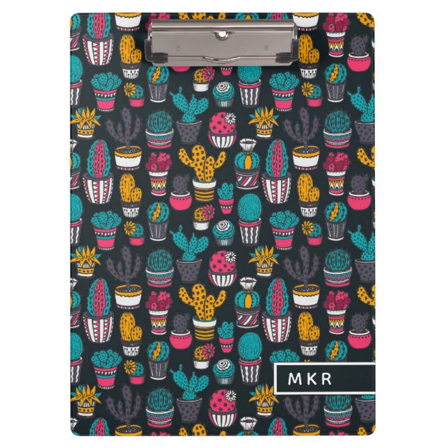 Hand Drawn Cactus in Sketch Style Pattern Clipboard (Front)