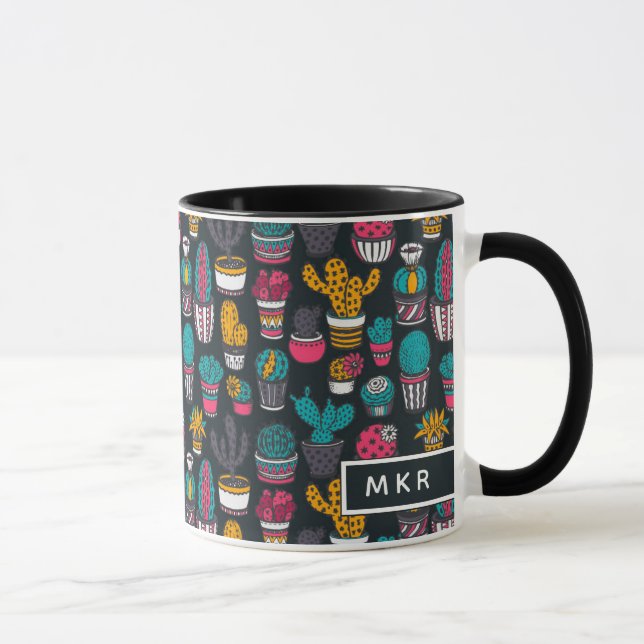 Hand Drawn Cactus in Sketch Style Pattern Mug (Right)