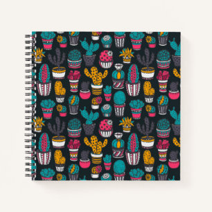 Hand Drawn Cactus in Sketch Style Pattern Notebook