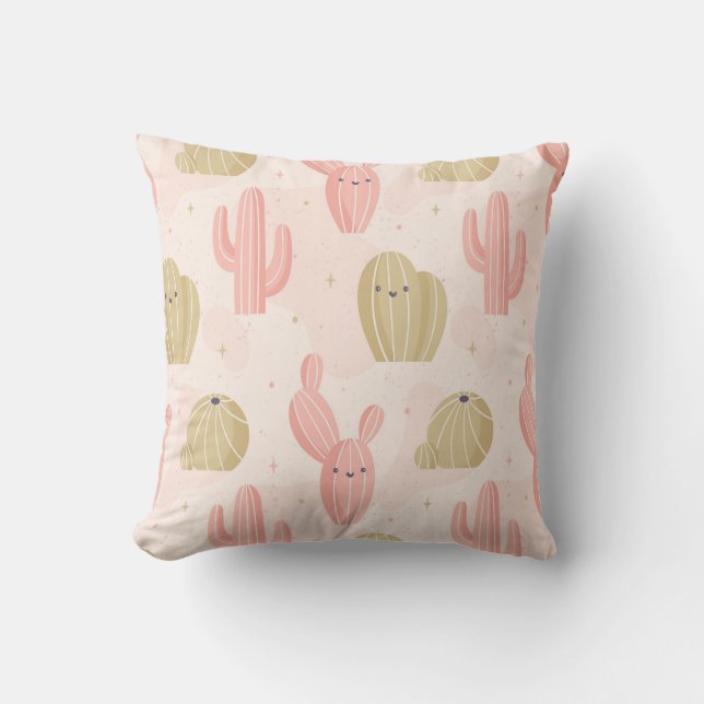 hand drawn cactus outdoor pillow (Front)