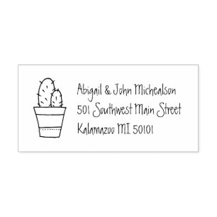 Hand-Drawn Cactus Return Address Stamper Self-inking Stamp