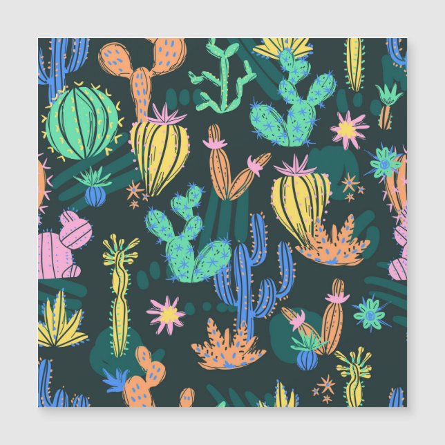 Hand-drawn cactus: Scandinavian seamless. (Front)