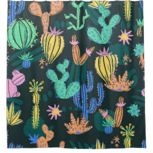 Hand-drawn cactus: Scandinavian seamless.