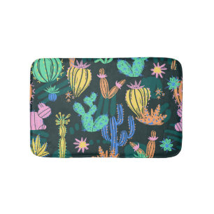 Hand-drawn cactus: Scandinavian seamless. Bath Mat