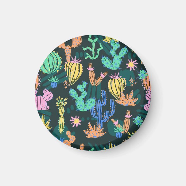Hand-drawn cactus: Scandinavian seamless. Magnet (Front)