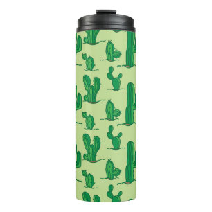 Hand-drawn cactus: seamless pattern. thermal tumbler