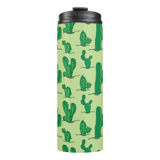 Hand-drawn cactus: seamless pattern. thermal tumbler (Front)