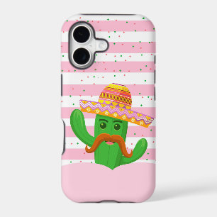 hand drawn cactus with stripes background