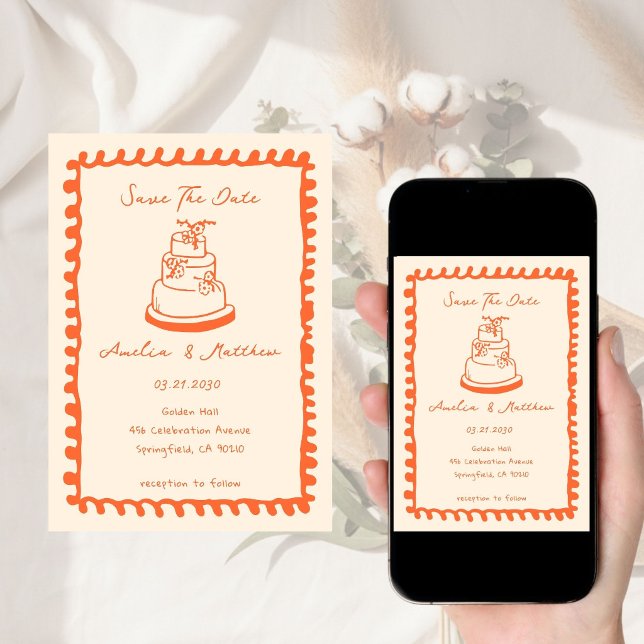 hand drawn Cake Doodle Whimsical Wedding  Invitation (Creator Uploaded)