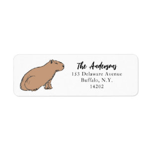 Hand-Drawn Capybara Cute Animal Return Address 