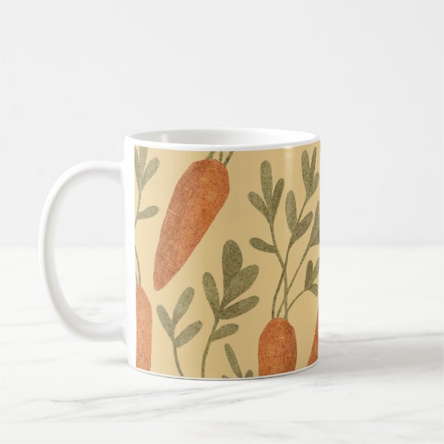 Hand-drawn carrots, colourful seamless pattern. coffee mug (Left)