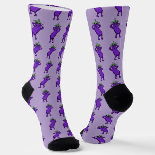 Hand Drawn Cartoon Cute Eggplants Posing Socks