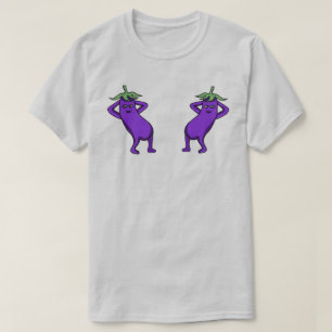 Hand Drawn Cartoon Cute Eggplants Posing T-Shirt