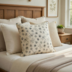 Hand-Drawn Cartoon Insects Pattern  Accent Pillow