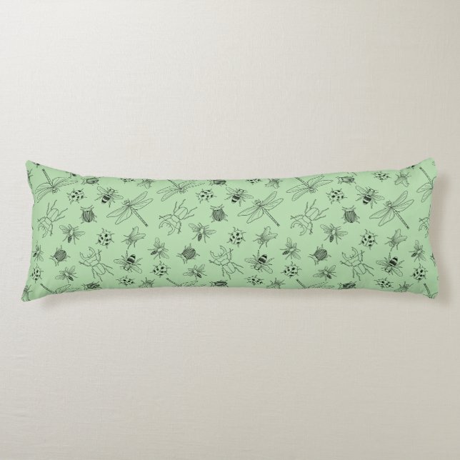 Hand-Drawn Cartoon Insects Pattern  Body Pillow (Front)