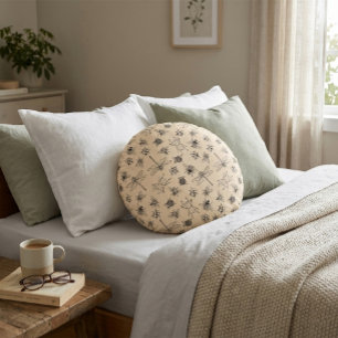 Hand-Drawn Cartoon Insects Pattern  Round Pillow