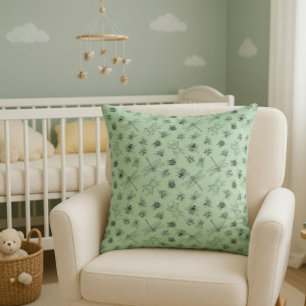 Hand-Drawn Cartoon Insects Pattern  Throw Pillow