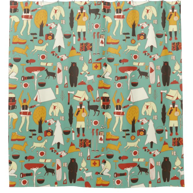 hand drawn cartoon seamless camping pattern. Picni (Front)