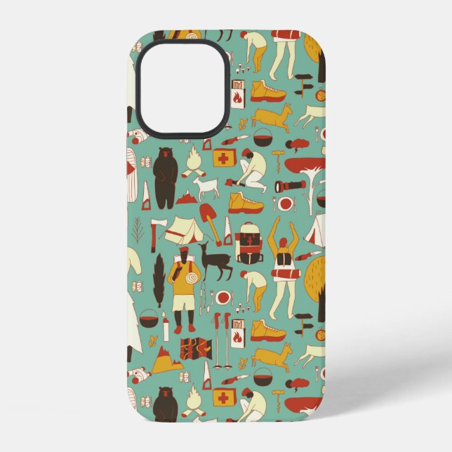 hand drawn cartoon seamless camping pattern. Picni iPhone Case (Back)