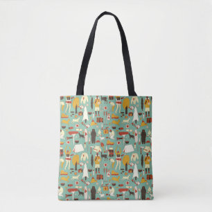 hand drawn cartoon seamless camping pattern. Picni Tote Bag