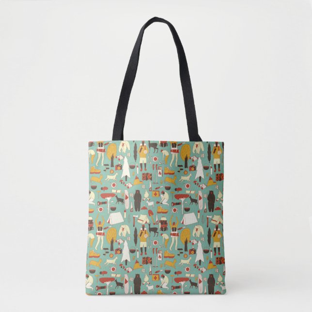 hand drawn cartoon seamless camping pattern. Picni Tote Bag (Front)