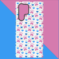 Hand Drawn Cat Paws Hearts Meows Pink Blue Green