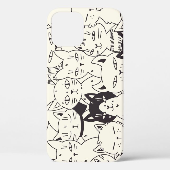 Hand-drawn cats doodle seamless pattern. Case-Mate iPhone case (Back)