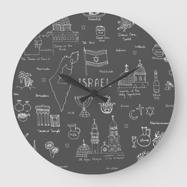 Hand drawn Chalkboard Acrylic Wall Clock (Front)