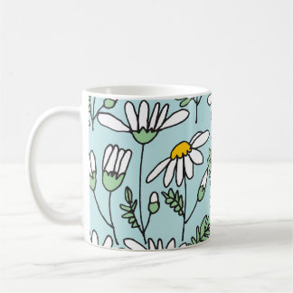 Hand-Drawn Chamomile Pattern. Coffee Mug