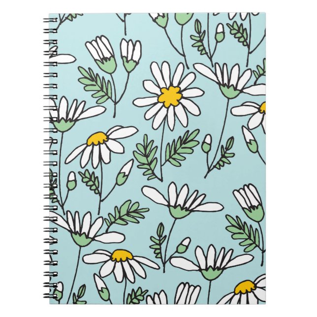 Hand-Drawn Chamomile Pattern. Notebook (Front)