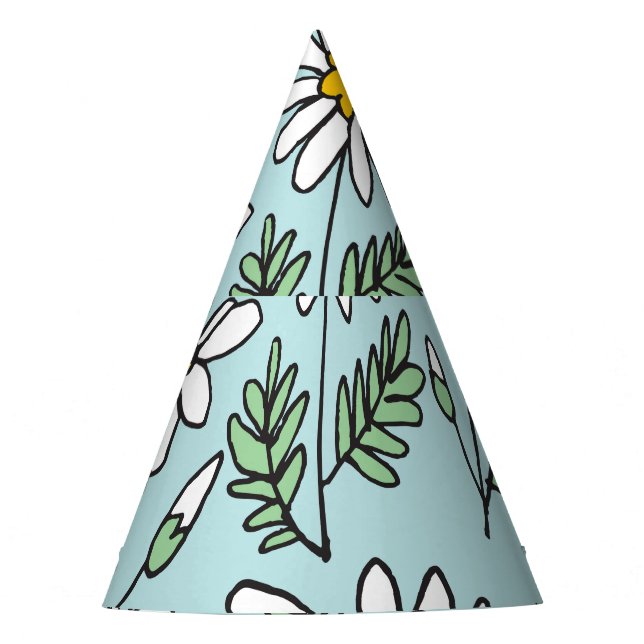 Hand-Drawn Chamomile Pattern. Party Hat (Front)
