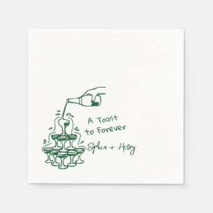 Hand Drawn Champagne Glass Tower Wedding Napkin