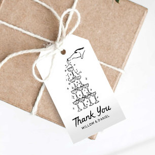 Hand Drawn Champagne Tower Best Day Ever Tags